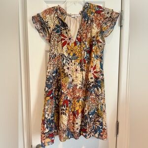 Lavender Brown Multicolor Floral Dress